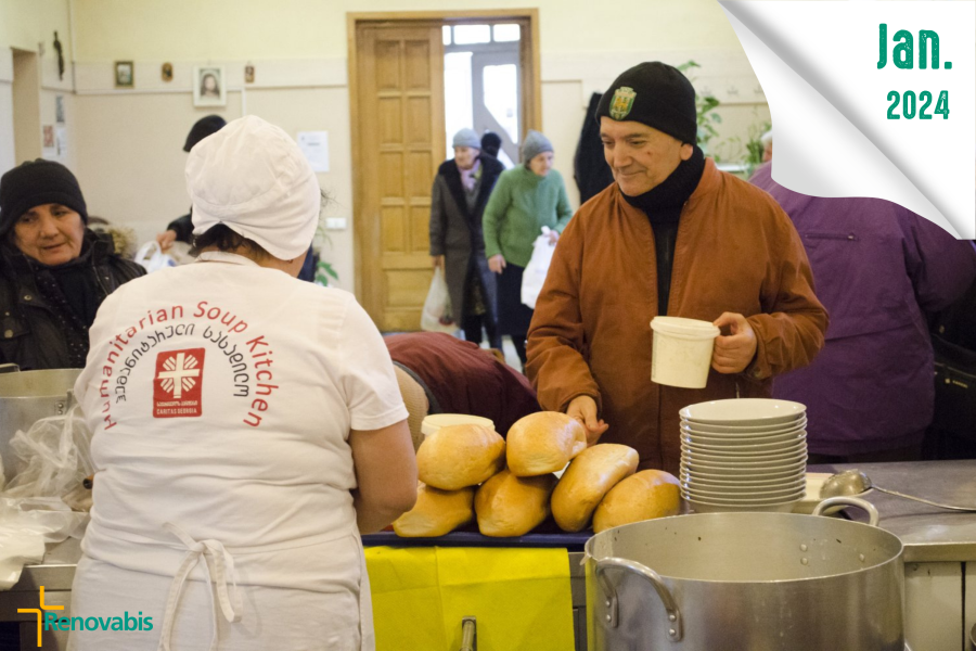 In den Sozialkantinen in Tiflis und Kutaissi werden mit Hilfe von Renovabis täglich 320 Menschen in Not mit warmem Essen versorgt. In Tiflis ist die Kantine Teil eines Zentrums für soziale Unterstützung. Es dient als Anlauf- und Beratungsstelle, beherbergt Notunterkünfte und bietet Betreuung für Kinder und Jugendliche.