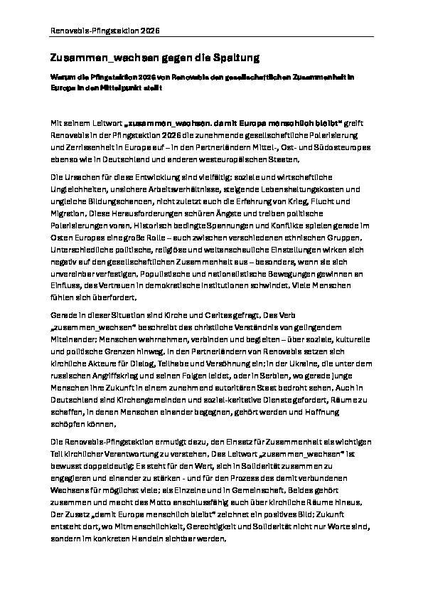 Infotext zur Pfingstaktion 2026